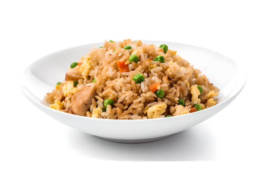 photo fried rice in white plate Generative AI