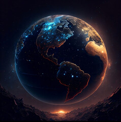 Award-winning concept art, a highly detailed of the earth at the other planet view 02