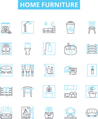 Home Furniture vector line icons set. Furniture, Home, Sofa, Chair, Couch, Desk, Table illustration outline concept symbols and signs