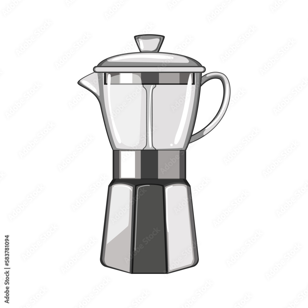 Poster maker moka pot coffee cartoon vector illustration