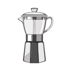 maker moka pot coffee cartoon vector illustration