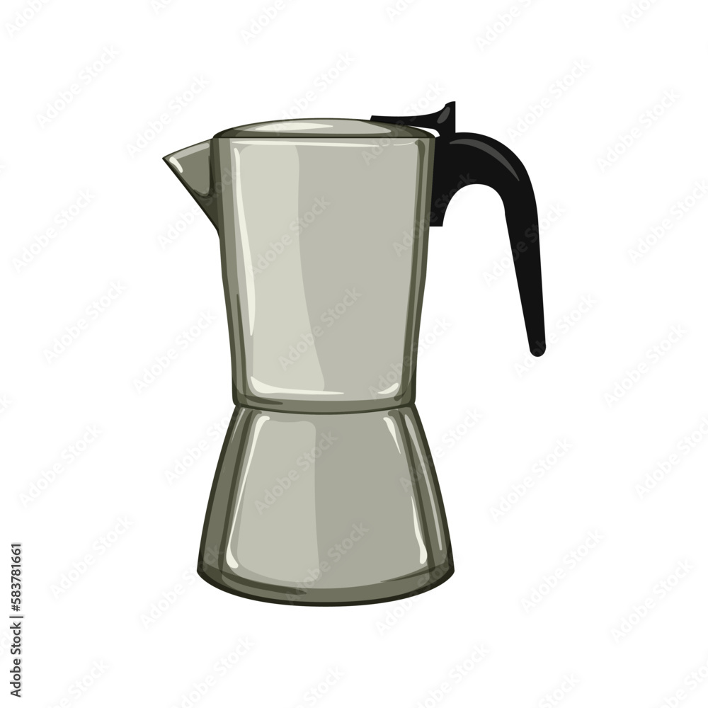 Sticker vintage moka pot coffee cartoon vector illustration