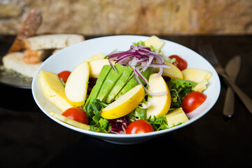 Delicious and healthy salad with apple and other vegetables.