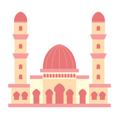 Modern Flat Islamic Mosque Building, Suitable for Diagrams, Map, Infographics, Illustration, And Other Graphic Related Assets. Traditional arabesque ornament illustration.