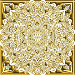 金色の豪華な装飾のマンダラアート