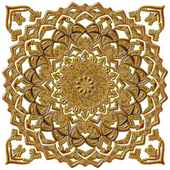 ゴージャスな暖色のマンダラアート