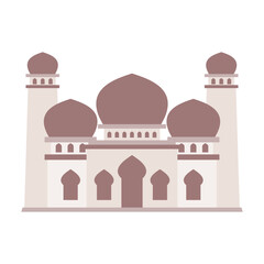 Modern Flat Islamic Mosque Building, Suitable for Diagrams, Map, Infographics, Illustration, And Other Graphic Related Assets. Traditional arabesque ornament illustration.