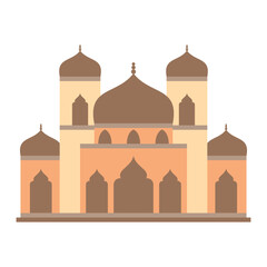Modern Flat Islamic Mosque Building, Suitable for Diagrams, Map, Infographics, Illustration, And Other Graphic Related Assets. Traditional arabesque ornament illustration.