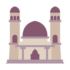 Modern Flat Islamic Mosque Building, Suitable for Diagrams, Map, Infographics, Illustration, And Other Graphic Related Assets. Traditional arabesque ornament illustration.