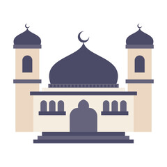 Modern Flat Islamic Mosque Building, Suitable for Diagrams, Map, Infographics, Illustration, And Other Graphic Related Assets. Traditional arabesque ornament illustration.