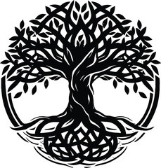 Yggdrasil tree, vector isolated on white background, vector illustration.
