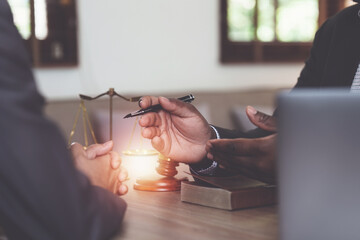 American African Lawyers advice to client about agreement contract. Law, legal services, advice,...