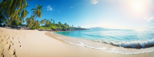 Obraz na płótnie Canvas Tropical beach summer holiday background. Generative AI