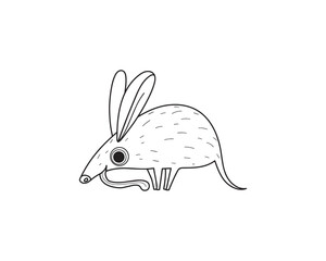 Anteater vector isolated outline icon. Anteater animal vector icon. Anteater icon 