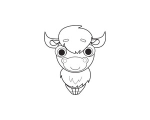 Bison vector isolated outline icon. Bison animal vector icon. Bison icon 
