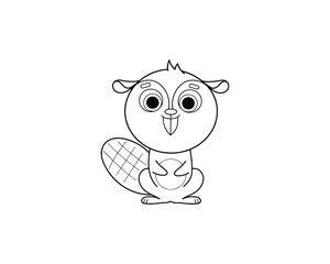 Beaver vector isolated outline icon. Beaver animal vector icon. Beaver icon 