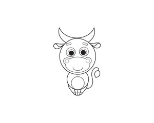 Bull vector isolated outline icon. Bull animal vector icon. Bull icon 