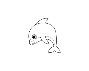 Dolphin vector isolated outline icon. Dolphin animal vector icon. Dolphin icon 