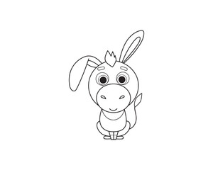 Donkey vector isolated outline icon. Donkey animal vector icon. Donkey icon 