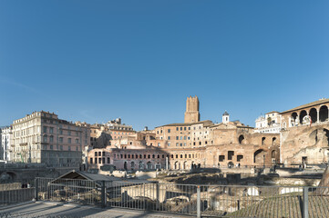 Fototapeta na wymiar View of Trajan's forum in Rome