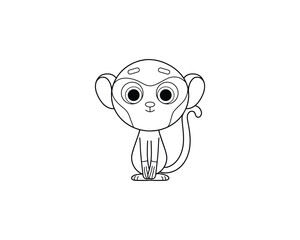 Guenon monkey vector isolated outline icon. Guenon monkey animal vector icon. Guenon monkey icon 