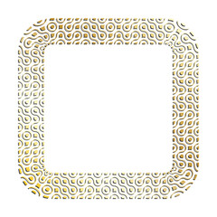 Golden wide square abstract geometric fractal frames for decorative headers. Gold metal ornates mosaic frames with leaves isolated on white background. Vector
