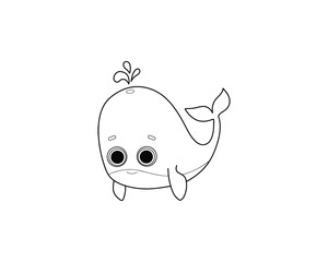 Spouting whale vector isolated outline icon. Spouting whale animal vector icon. Spouting whale icon 