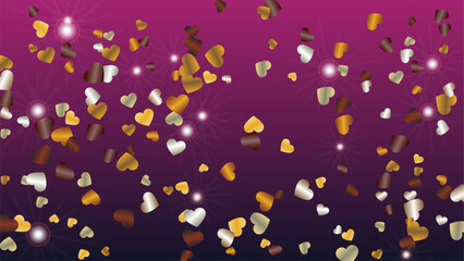 Fototapeta na wymiar Realistic Background with Confetti of Hearts Glitter Particles. St. Valentine Day. Celebration pattern. Light Spots. Explosion of Confetti. Glitter Vector Illustration. Design for Banner.