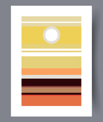 Landscape sun eco beach wall art print. Printable minimal abstract sun poster. Wall artwork for interior design. Contemporary decorative background with beach.