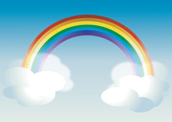 空にかかる虹のイラスト