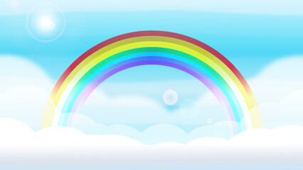 Obraz na płótnie Canvas 雲の上の虹のイラスト