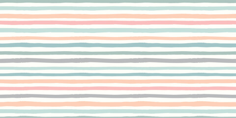 Striped pattern background banner. Vector seamless repeat border of hand drawn organic boho horizontal stripes.