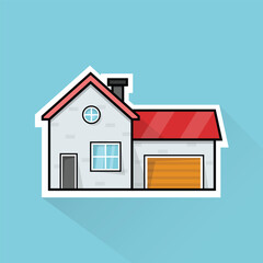 Illustration of Suburban House 4 in Flat Design