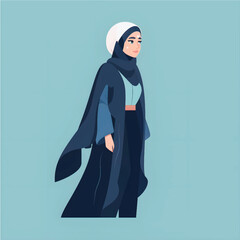 Hijab girl Illustrations: Flat Cartoon Style Depicting Modestly Dressed Classy Women