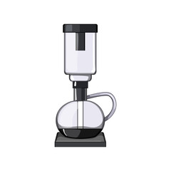 cup syphon coffee maker cartoon vector illustration
