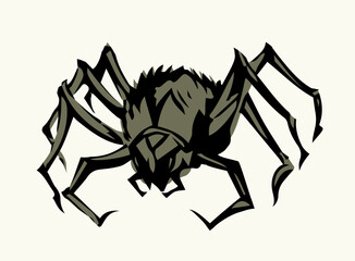 Scary big spider. Vector drawing