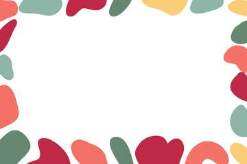 Background of Irregular shapes of amorphous liquid, Colored spots of organic liquid highlighted on a white background. Abstract spots on a white background. Flat style design, vector illustration.