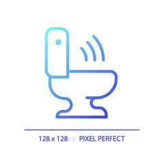 Automatic flush pixel perfect gradient linear vector icon. Technology for toilet room improvement. Restroom equipment. Thin line color symbol. Modern style pictogram. Vector isolated outline drawing