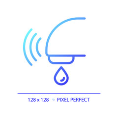 Automatic sensor faucet pixel perfect gradient linear vector icon. Contactless technology in toilet room. Thin line color symbol. Modern style pictogram. Vector isolated outline drawing