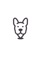 Simple line dog head like map pin 