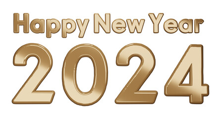 Happy new year 2024 golden letters and numbers