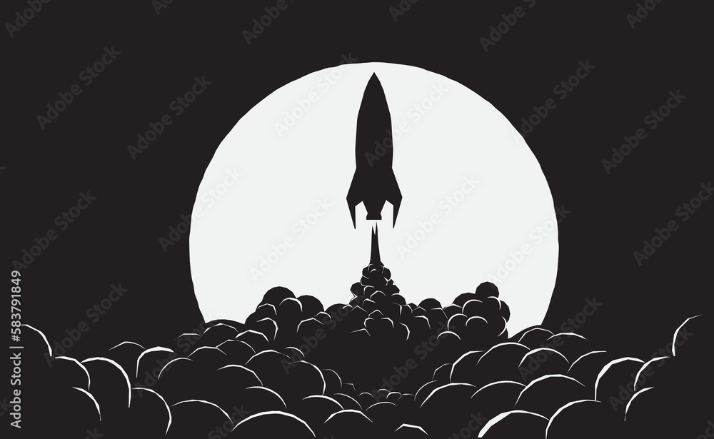 Poster rocket launch to deep space