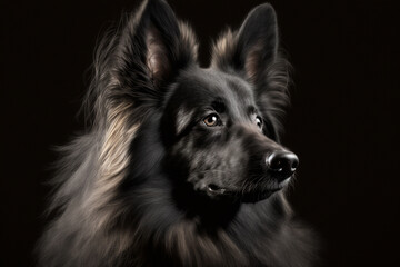 Discover the Majestic Belgian Sheepdog on a Dark Background: A Stunning Representation of the Breed's Noble Traits