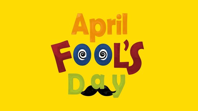 April fools day greeting animation text, for banner, social media feed wallpaper stories. 1 April