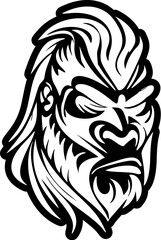 Vector logo of a black and white monkey.