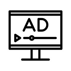 icon video ad, advertising video, Live streaming, play. editable file and color