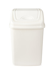 White plastic waste bin isolated on white