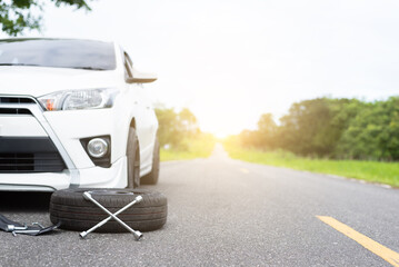 Tire punctures and replacement equipment © TWEESAK