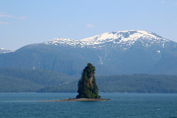 Alaska, New Eddystone Rock a volcanic spire Misty Fjords National Monument Park near Ketchikan Inside Passage, USA