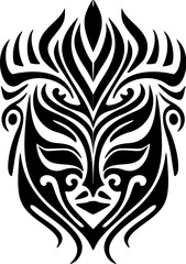 Naklejka premium Vector tattoo sketch of a black and white Polynesian god mask.